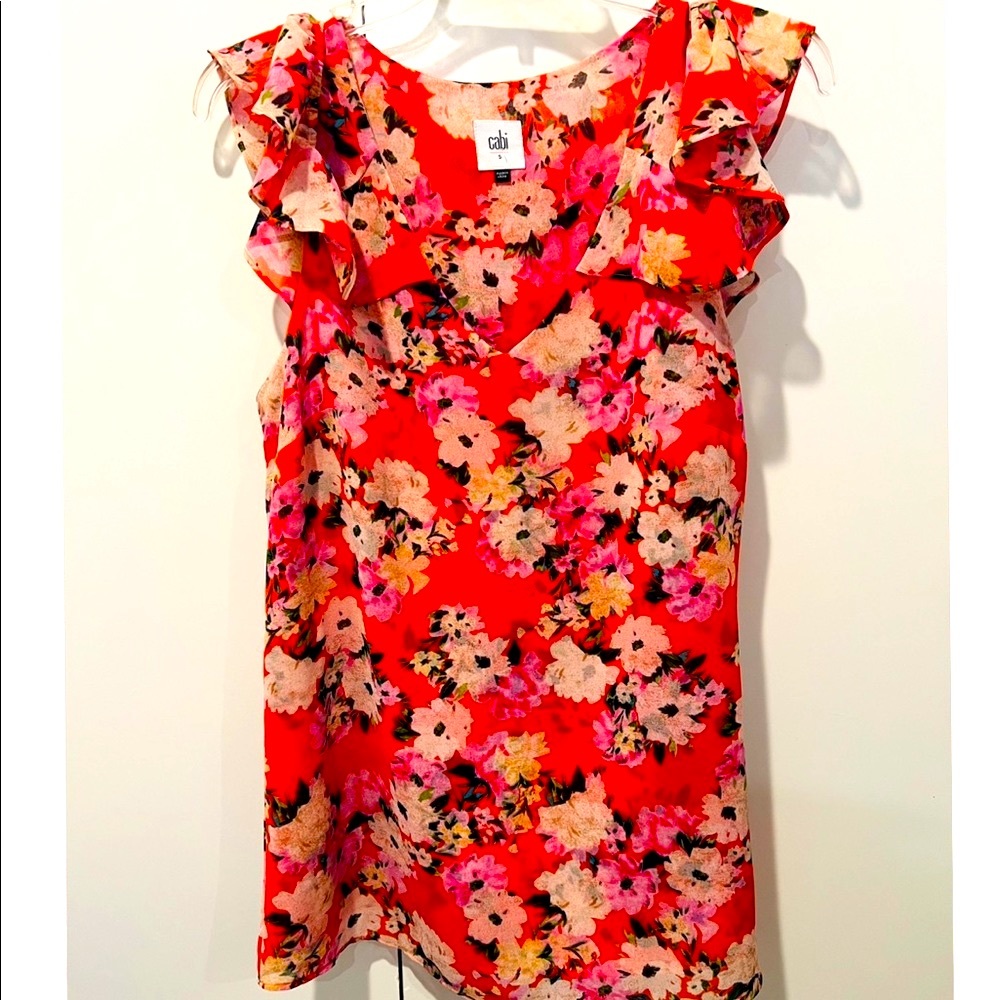 Cabi Orange Floral Top S